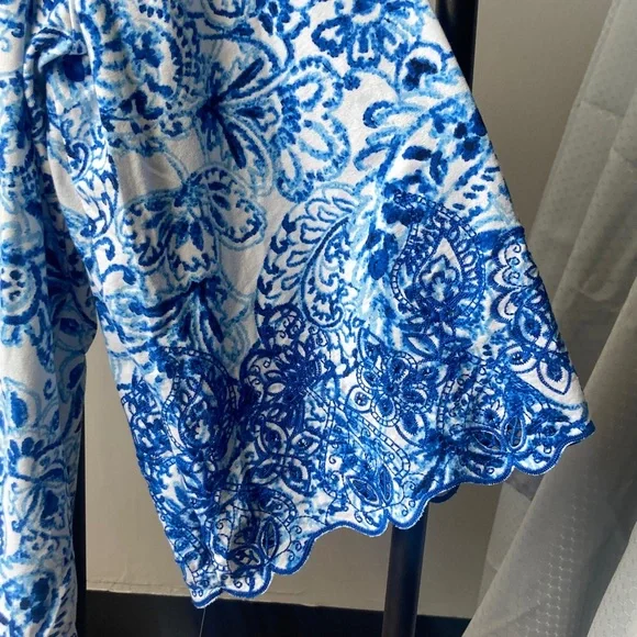 3/$45 Ruby Rd. Floral print scallop embroidered embellishment boho top blouse 2X - Picture 9 of 17